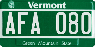 VT license plate AFA080