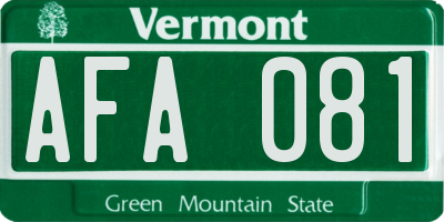 VT license plate AFA081