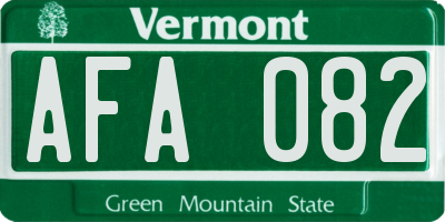 VT license plate AFA082