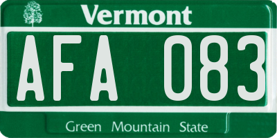 VT license plate AFA083