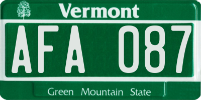 VT license plate AFA087