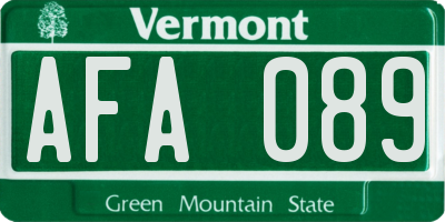 VT license plate AFA089