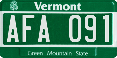 VT license plate AFA091
