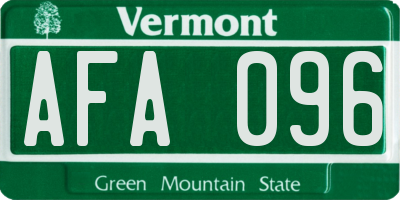 VT license plate AFA096