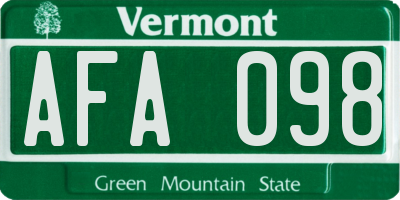 VT license plate AFA098