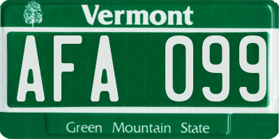 VT license plate AFA099