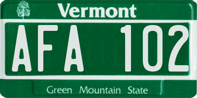 VT license plate AFA102