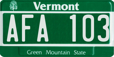 VT license plate AFA103