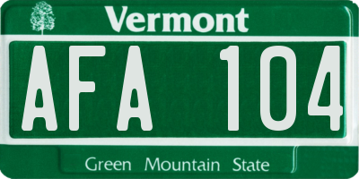 VT license plate AFA104