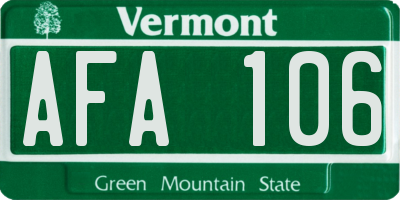 VT license plate AFA106