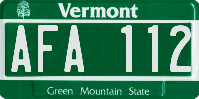 VT license plate AFA112