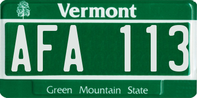 VT license plate AFA113