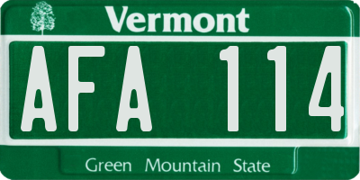 VT license plate AFA114