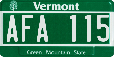 VT license plate AFA115