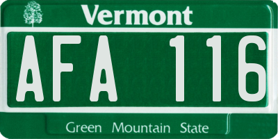 VT license plate AFA116