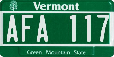 VT license plate AFA117