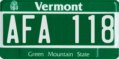 VT license plate AFA118