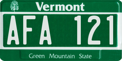 VT license plate AFA121