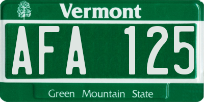 VT license plate AFA125