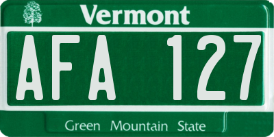 VT license plate AFA127