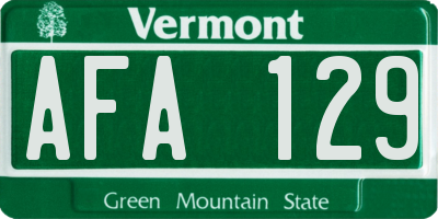 VT license plate AFA129