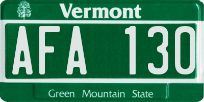 VT license plate AFA130
