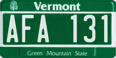 VT license plate AFA131