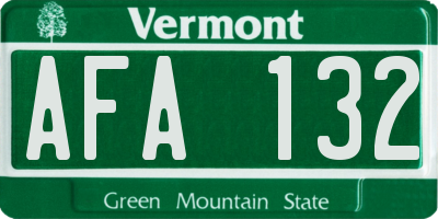 VT license plate AFA132