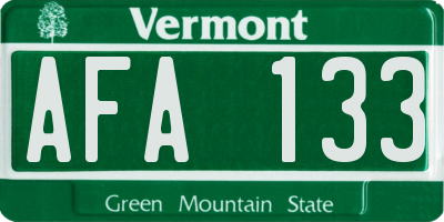 VT license plate AFA133