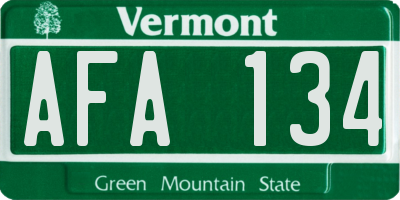 VT license plate AFA134