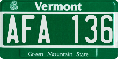 VT license plate AFA136