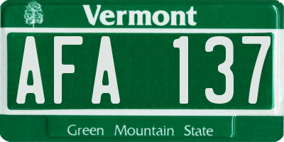 VT license plate AFA137