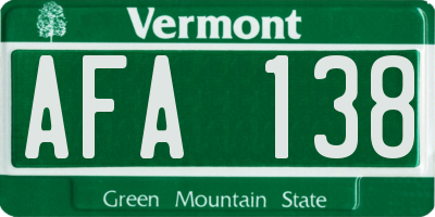 VT license plate AFA138