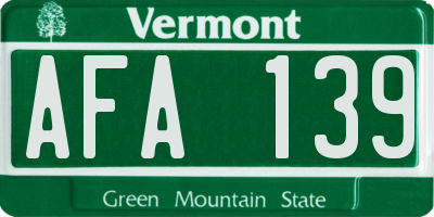 VT license plate AFA139
