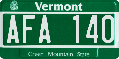 VT license plate AFA140