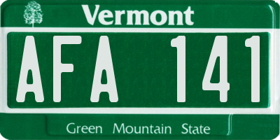 VT license plate AFA141