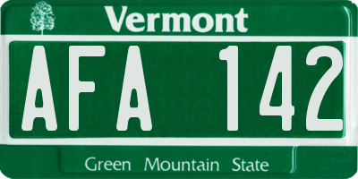 VT license plate AFA142