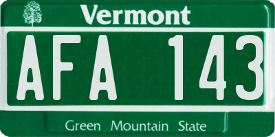 VT license plate AFA143
