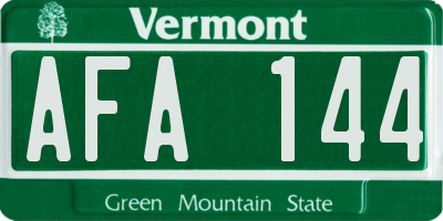 VT license plate AFA144