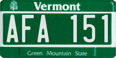 VT license plate AFA151