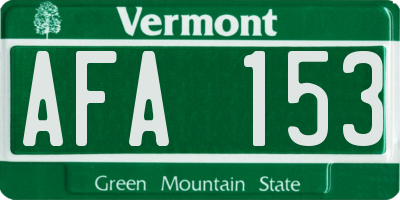 VT license plate AFA153