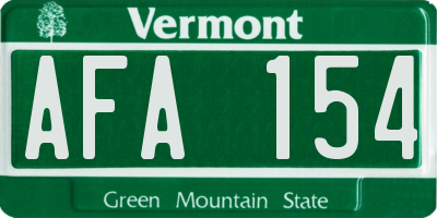 VT license plate AFA154