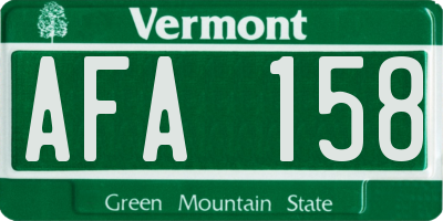 VT license plate AFA158