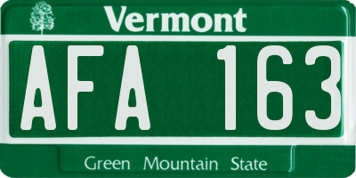 VT license plate AFA163