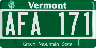 VT license plate AFA171