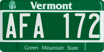 VT license plate AFA172