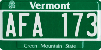 VT license plate AFA173
