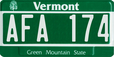 VT license plate AFA174