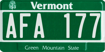 VT license plate AFA177