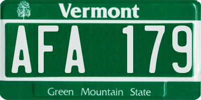 VT license plate AFA179